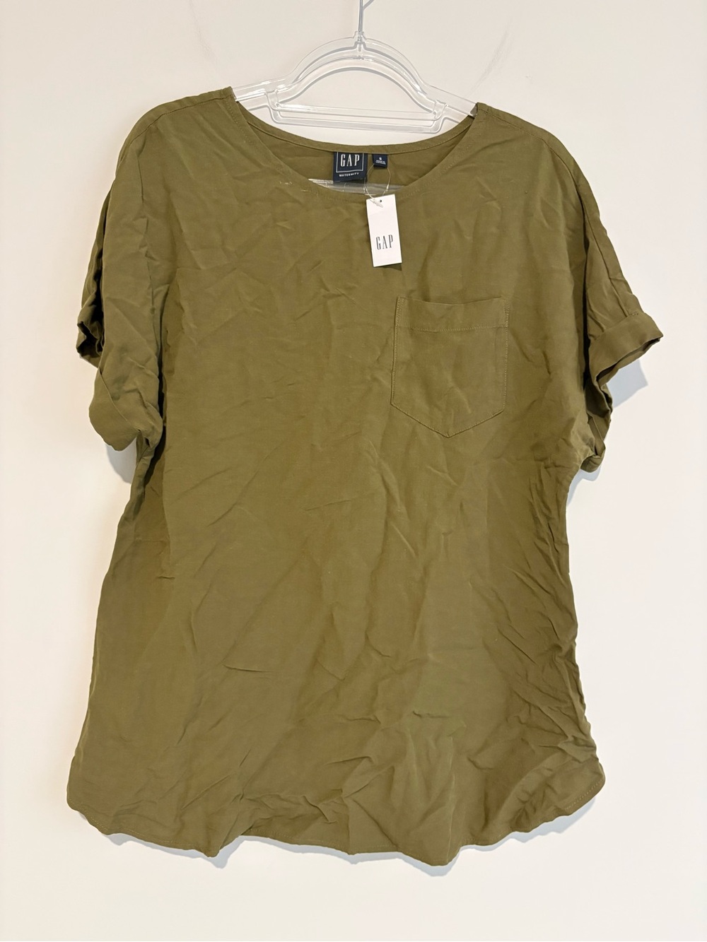 Gap maternity linen pocket top green size small